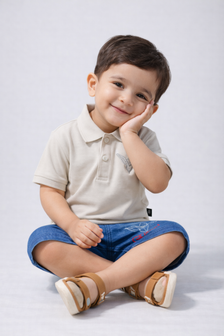 Boys Polo T-Shirt & Denim Shorts Set ( 1 to 4 ) years - Image 3